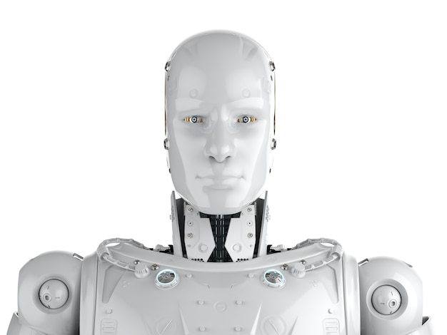 3d rendering humanoid robot isolated on white