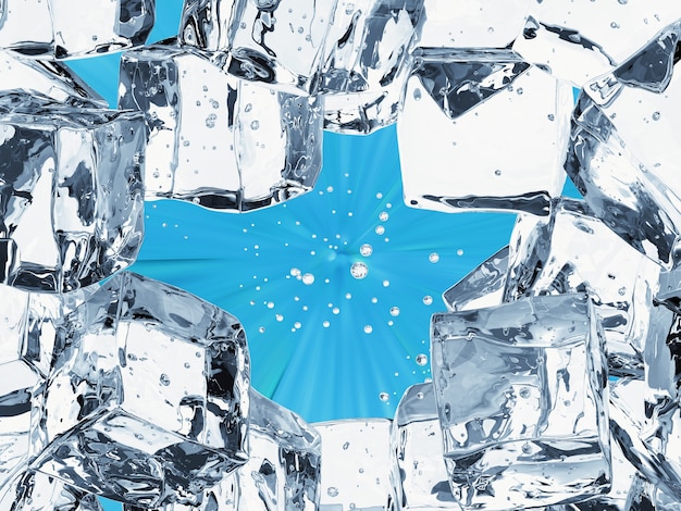 3d rendering ice cube background with blank space