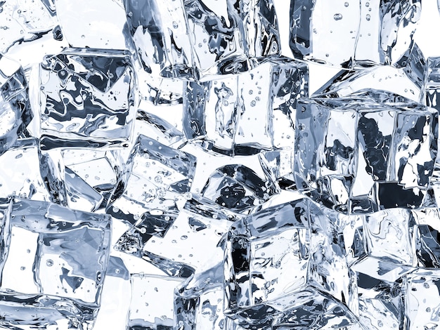 3d rendering ice cubes background