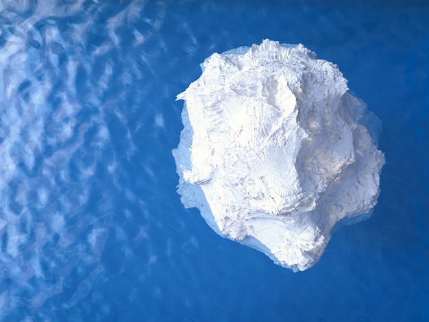 3d rendering iceberg floating on blue ocean