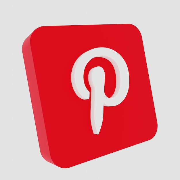 Значок 3D-рендеринга в социальных сетях Pinterest