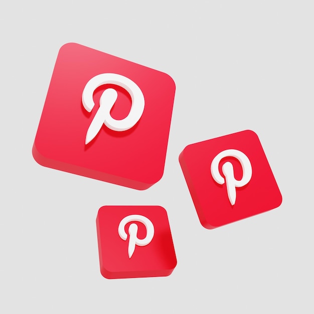 3D Rendering Icon Social Media Pinterest