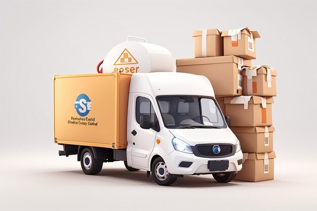 3d rendering icons of delivery business concept of shipping fast and secured isolated on white background 3d render illustration cartoon style