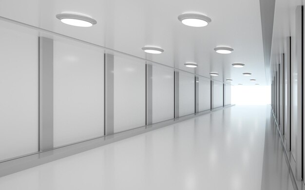 3d rendering Illuminated corridor interior design