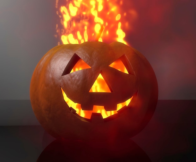 3d rendering Illuminated halloween pumpkin