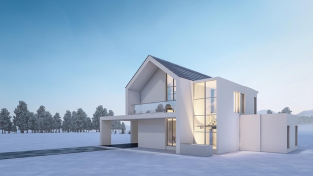 3D-rendering illustratie van modern huis