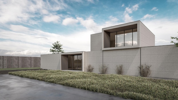 3D-rendering illustratie van modern huis