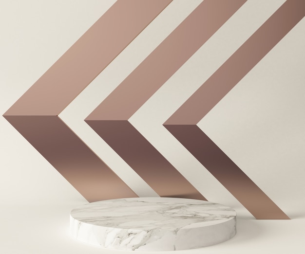 3D rendering illustratie van wit marmeren voetstuk en moderne decoratie