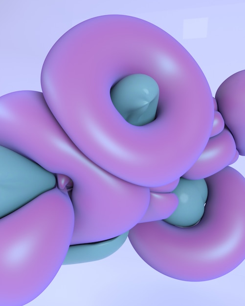 3d rendering illustration. Abstract smooth soft shapes.lue color.