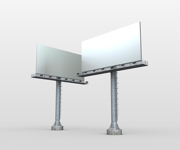 3D Rendering illustration for billboard mockup with twin billboard and landscape orientation