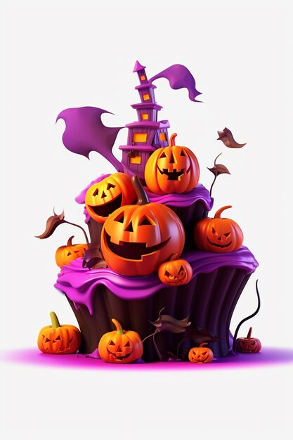 a 3d rendering illustration cartoon copy space of a halloween theme