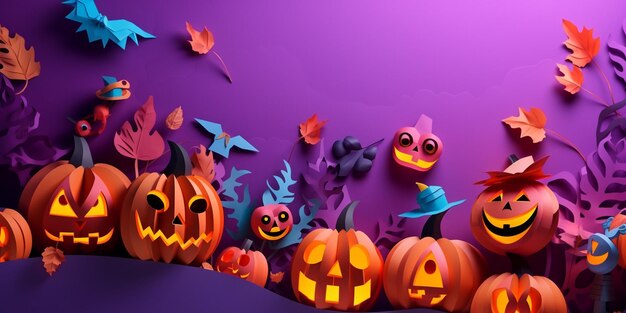 A 3d rendering illustration cartoon copy space of a halloween theme