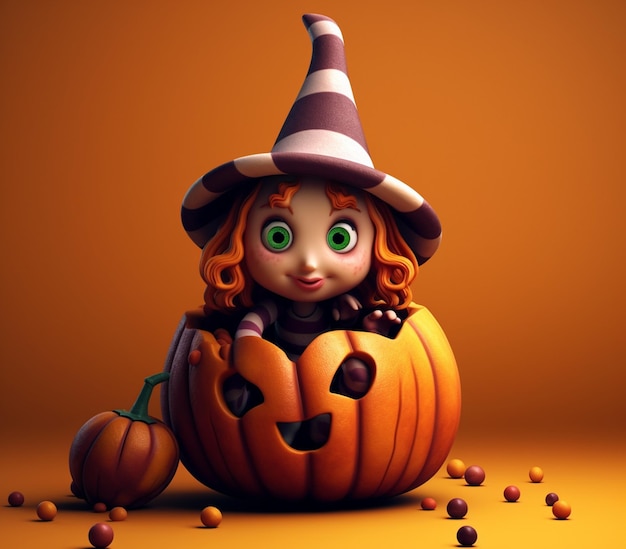 A 3d rendering illustration cartoon copy space of a halloween theme