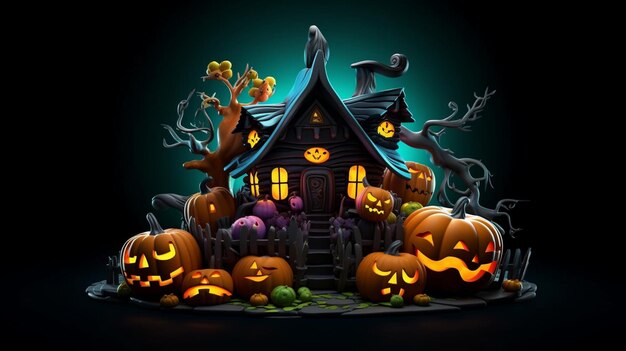 Foto uno spazio di copia di cartoni animati 3d di un tema di halloween