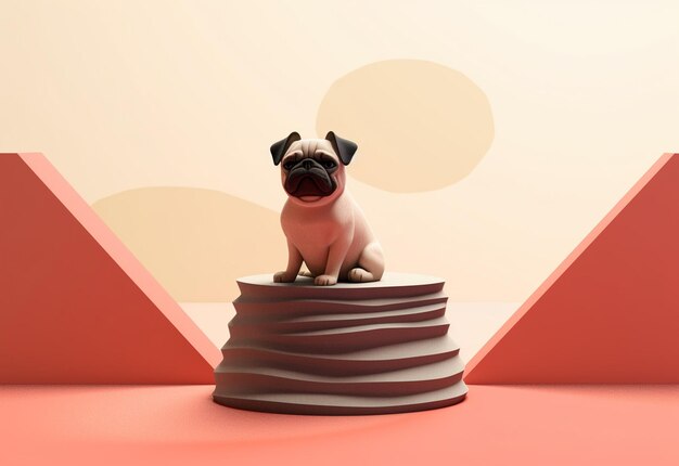 Photo 3d rendering illustration cartoon dog