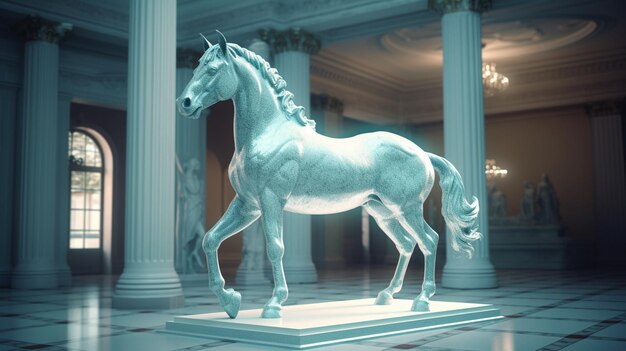 Photo 3d rendering illustration cartoon of horse