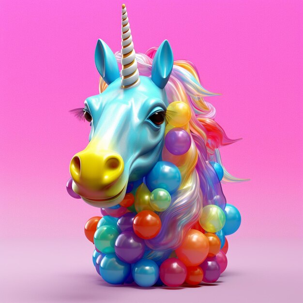 3d rendering illustration cartoon of unicorn