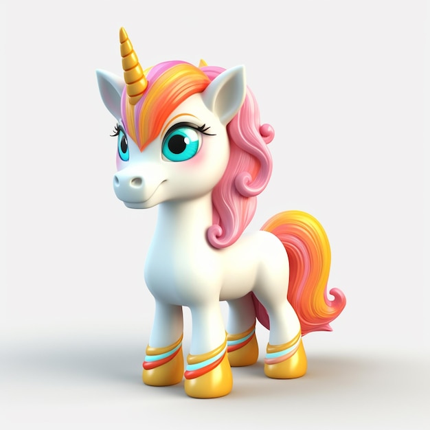 3d rendering illustration cartoon of unicorn