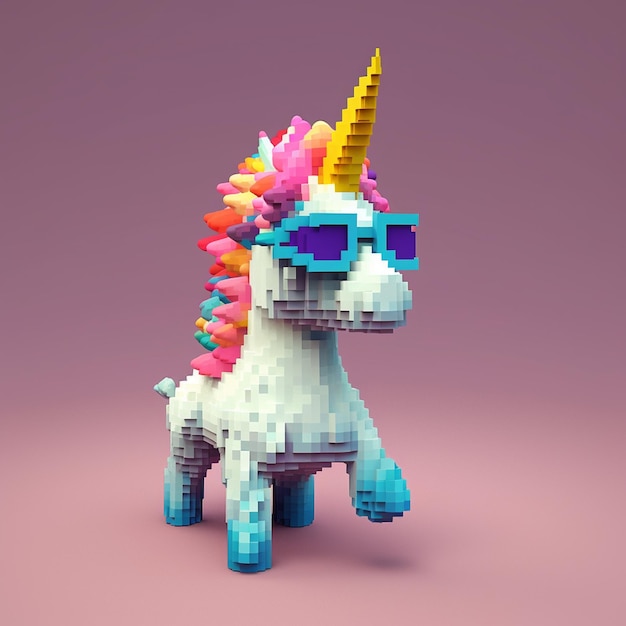 Foto illustrazione di rendering 3d cartone animato di unicorno