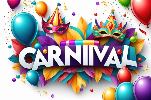 3d rendering illustration colorful lettering for carnival with party elements decorated ai generated