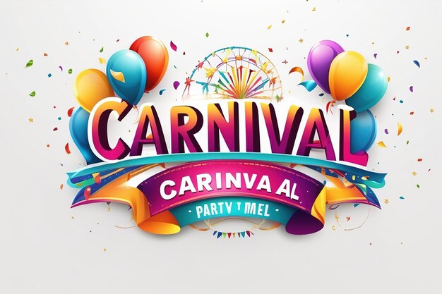 Foto illustrazione di rendering 3d lettere colorate per il carnevale con elementi di festa decorati ai generati