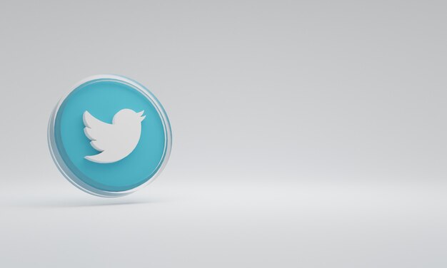 Photo 3d rendering illustration icon logo glass twitter