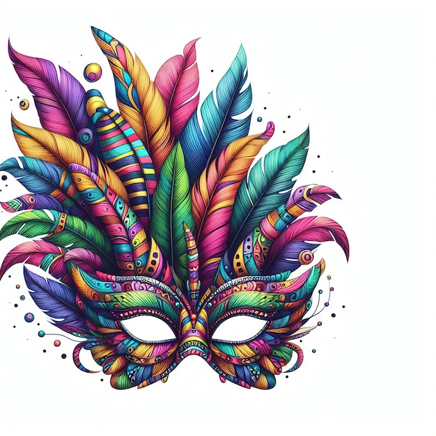 Photo 3d rendering illustration illustration venice carnival colorful feather mask space ai generated