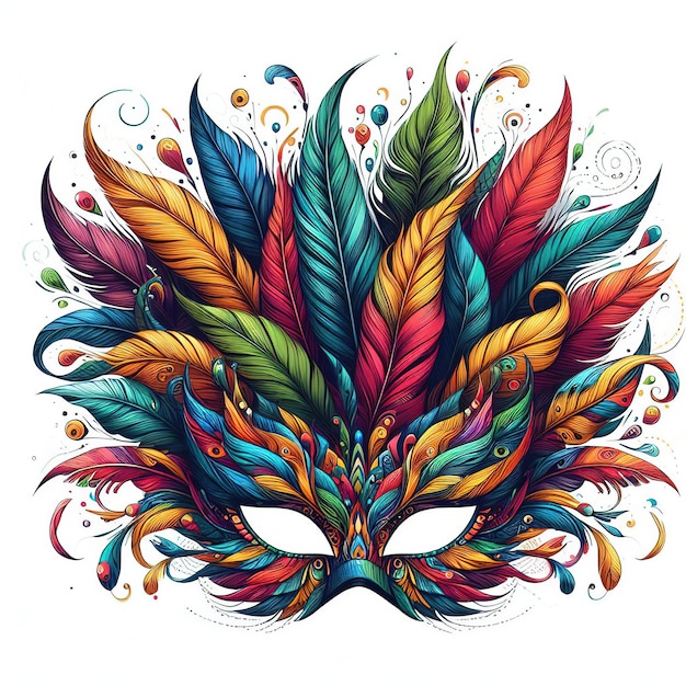 Photo 3d rendering illustration illustration venice carnival colorful feather maskspace ai generated