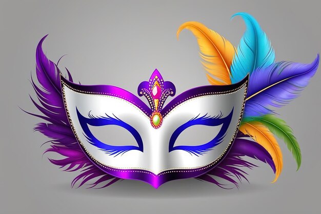 3d rendering illustration illustration venice carnival colorful feather maskspace ai generated