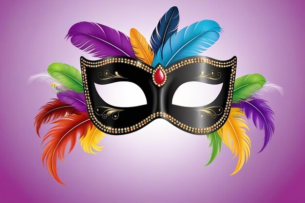 3d rendering illustration illustration venice carnival colorful feather maskspace ai generated