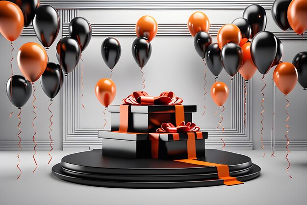 3d rendering illustration Mockup podium stage Minimal Celebrate Gift Box AI generated