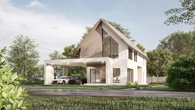 3D визуализация иллюстрации современного дома