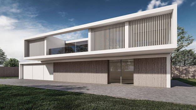 Illustrazione di rendering 3d della casa moderna