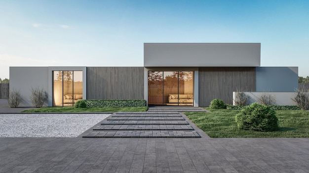 Illustrazione di rendering 3d della casa moderna