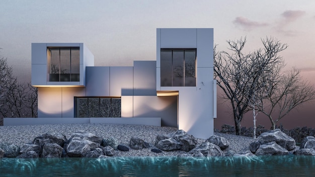 Illustrazione di rendering 3d della casa moderna