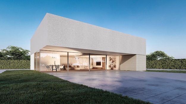 3D rendering illustration of modern house