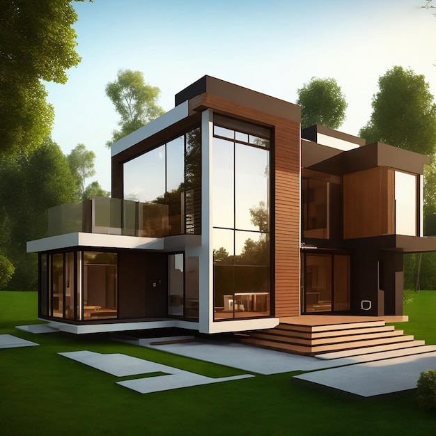 3d Rendering Illustration Of Modern HOUSE