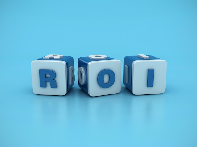 写真 roi word を使用したタイル ブロックの 3 d レンダリング図