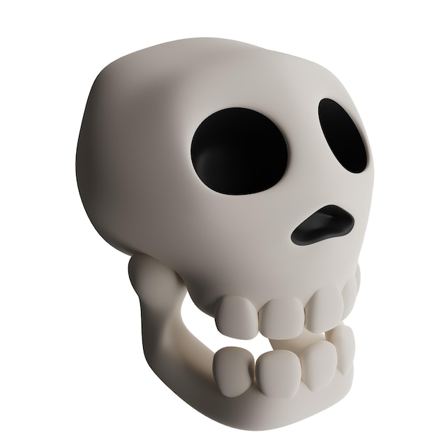 3d rendering illustration skull or head skeleton with jaw halloween decorative ornament icon design