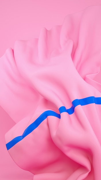Illustrazione di rendering 3d di tessuto morbido rosa metallizzato sfondo materiale tessuto volante astratto