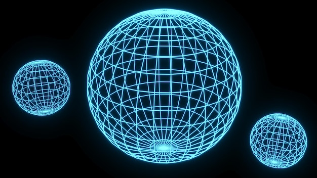 3D Rendering Illustration Sphere Glowing neon light