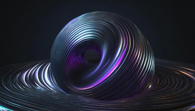 3d rendering illustration sphere twist form fluid abstract metallic holographic colored ai generated