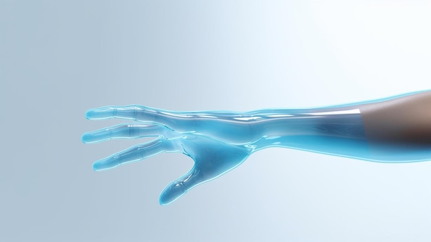 3d rendering illustration of transparent glass hand touch