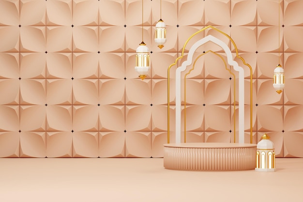 3d rendering image of ramadan and eid fitr theme greeting background with islamic decoration object