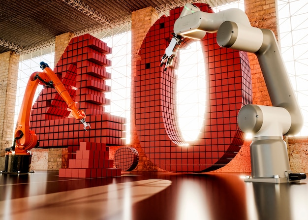 Foto rendering 3d del concetto di industria 40