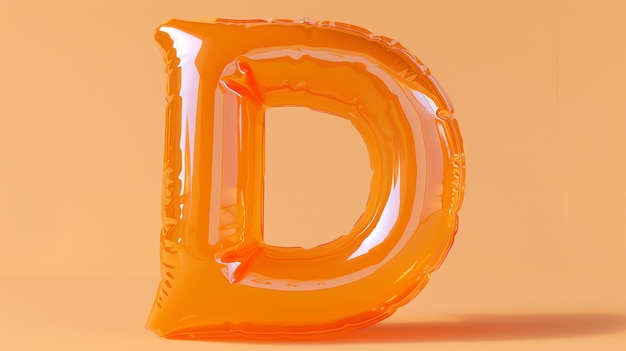 Photo a 3d rendering of an inflated orange balloon shaped into the letter d