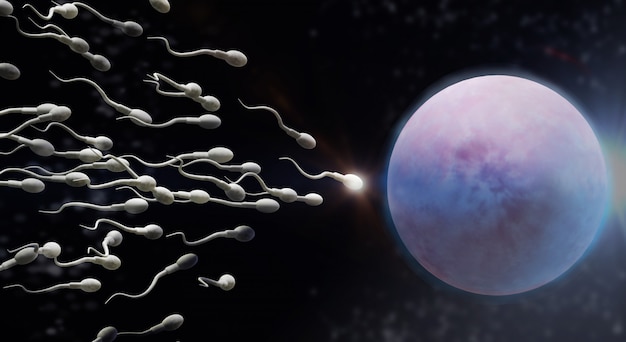 3D-rendering Inhoud van sperma en eicel wetenschap.