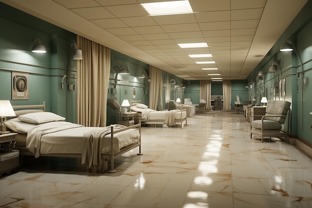 3D Rendering of Inside a Psychiatric Ward with Medical Equipment