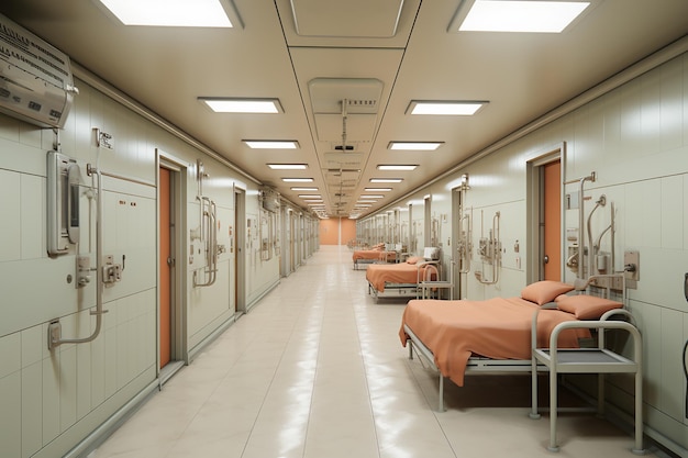 3D Rendering of Inside a Psychiatric Ward with Medical Equipment