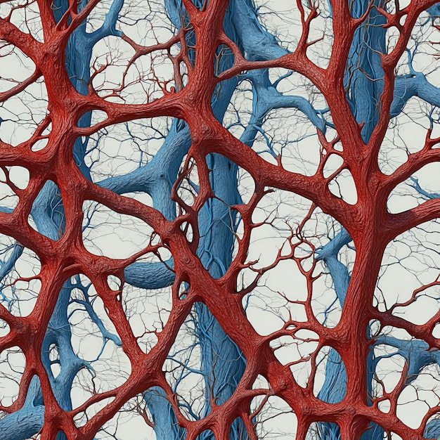 Foto rendering 3d di vasi sanguigni e arterie interconnessi